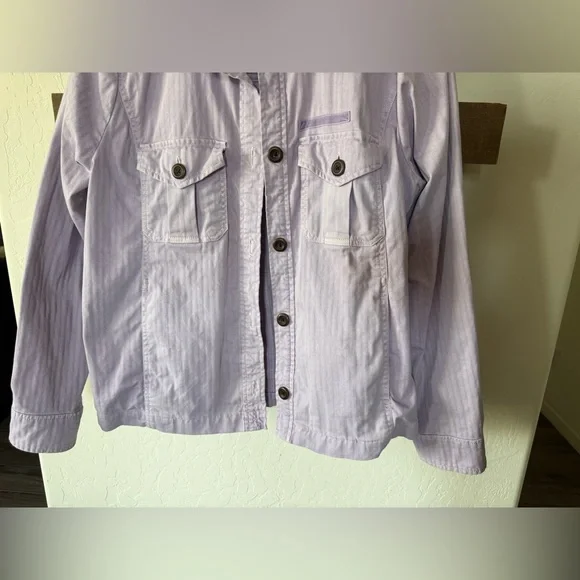 GAP|Pastel Lavender Lilac Button-Front Utility Jacket,Cotton/Canvas size LARGE• - Picture 6 of 14
